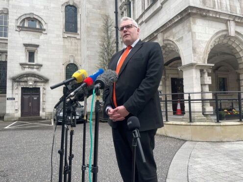 DUP interim leader Gavin Robinson speaks at Belfast City Hall, about the impact of the last six days following the shock resignation of Sir Jeffrey Donaldson (Jonathan McCambridge/PA)