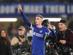 Chelsea’s Cole Palmer celebrates after the Premier League match at Stamford Bridge, London. Picture date: Thursday April 4, 2024.