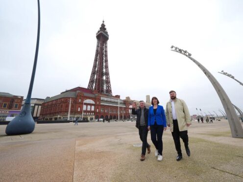 Jonathan Ashworth, Rachel Reeves, and Chris Webb during their campaign in Blackpool (Peter Byrne/PA)