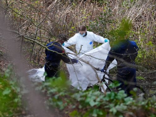 Police and forensic officers at Kersal Dale, near Salford, Greater Manchester, where a major investigation has been launched after human remains were found (Peter Byrne/PA)