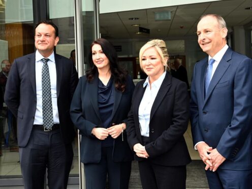 Taoiseach Leo Varadkar, deputy First Minister Emma Little-Pengelly, First Minister Michelle O’Neill and Tanaiste Micheal Martin (PA)