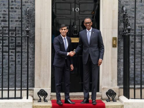 Prime Minister Rishi Sunak has hosted Rwandan President Paul Kagame in Downing Street amid reports that properties in Kigali earmarked for the UK’s stalled deportation scheme have instead been sold to local buyers (Stefan Rousseau/PA)