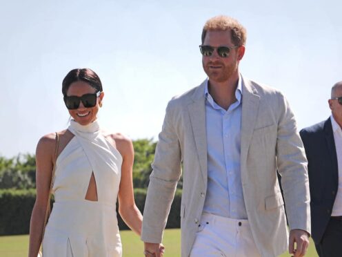 The Duke and Duchess of Sussex during the Royal Salute Polo Challenge, in Florida (Yaroslav Sabitov/PA)
