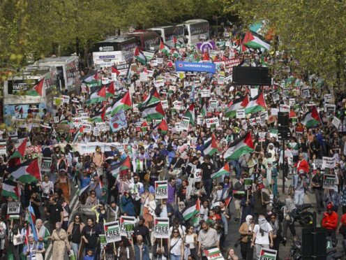 Pro-Palestinian protesters will march from Parliament Square to Hyde Park on Saturday (Jeff Moore/PA)