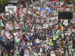 Tens of thousands of pro-Palestinian protesters marched through London on Saturday to call for a ceasefire in Gaza (Jeff Moore/PA)