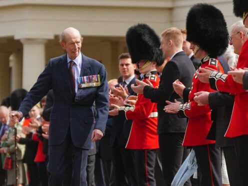 The 88-year-old royal paid tribute to the Guardsmen’s ‘bravery, selfless courage and devotion to duty’ (Victoria Jones/PA)