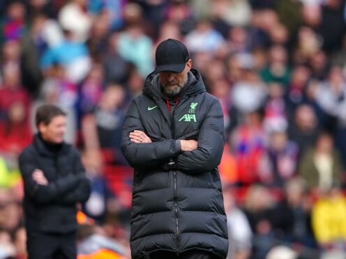 Jurgen Klopp’s Liverpool lost to Crystal Palace (Peter Byrne/PA)