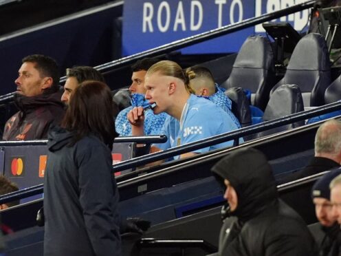 Erling Haaland is a doubt for Manchester City after being substituted against Real Madrid (Mike Egerton/PA)
