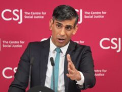 Prime Minister Rishi Sunak giving his speech in central London on welfare reform, where he called for an end to the ‘sick note culture’ (Yui Mok/PA)