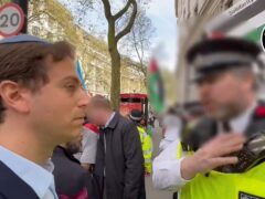 Screengrab from video shared by Campaign Against Antisemitism of Gideon Falter speaking to a Metropolitan Police officer (Campaign Against Antisemitism/PA)