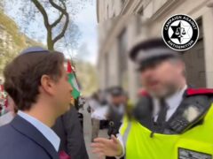 Screengrab from video shared by Campaign Against Antisemitism of their chief executive Gideon Falter speaking to a Metropolitan Police during a pro-Palestine march in London (Campaign Against Antisemitism/PA)