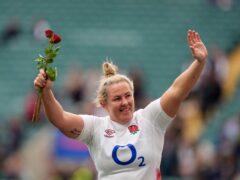 England’s Marlie Packer celebrates after the Guinness Women’s Six Nations match at Twickenham Stadium, London. Picture date: Saturday April 20, 2024.