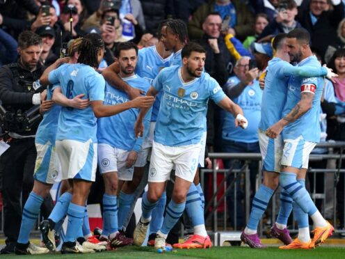Bernardo Silva (third left) scored the winner as Manchester City reached the FA Cup final (Adam Davy/PA)