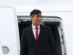 Prime Minister Rishi Sunak arrives at Warsaw Chopin Airport during a visit to Poland and Germany (Henry Nicholls/PA)