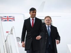 Prime Minister Rishi Sunak (left) and Defence Secretary Grant Shapps arrive at Warsaw Chopin airport in Warsaw during a visit to Poland and Germany. Picture date: Tuesday April 23, 2024.