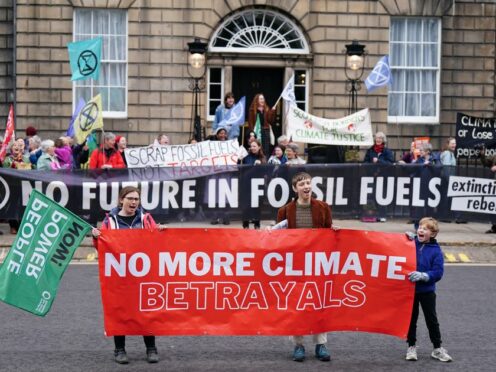 Groups including Friends of the Earth Scotland, Stop Climate Chaos Scotland and Global Justice Now joined the protest (Jane Barlow/PA)