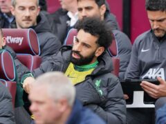Mohamed Salah was named on the bench at West Ham (Jonathan Brady/PA)