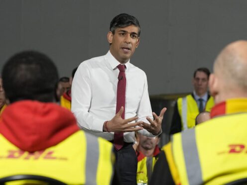 Prime Minister Rishi Sunak holds a PM Connect at DHL London Gateway, Corringham, Stanford-le-Hope, Essex. Picture date: Monday April 29, 2024.