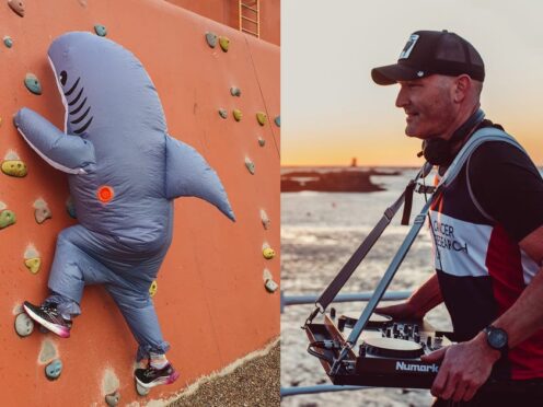 Engineer Georgina Box will be running the marathon in an inflatable shark costume and Gus Fraser is taking on the challenge of becoming the fastest person to complete the marathon while DJing (Guinness World Records/PA)