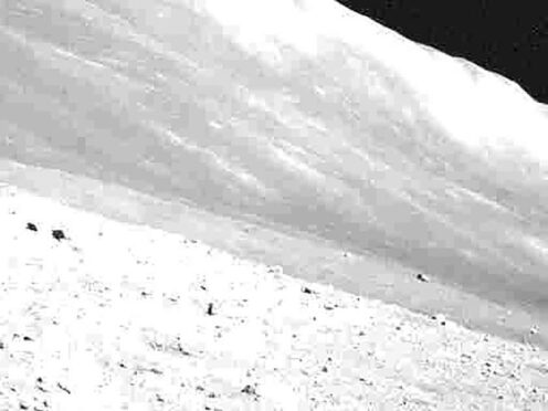 Part of the lunar surface in an image taken by Japan’s first moon lander (Jaxa via AP)