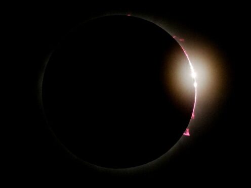 The moon covers the sun during a total solar eclipse in Mazatlan, Mexico (Fernando Llano/AP)