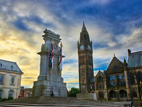 Three teenagers have been given community orders for criminal damage after Rochdale Cenotaph was daubed with the words ‘Free Palestine’ (TWH Photography/Alamy/PA)