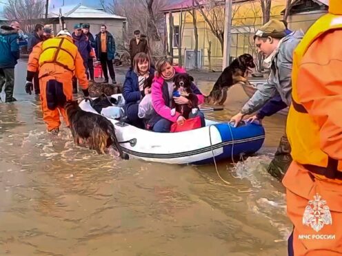 Russia’s government has declared flooding in the Orenburg region a federal emergency (Russian Emergency Ministry Press Service/AP)