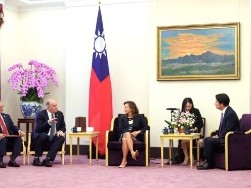 Taiwan’s president-elect and vice president Lai Ching-te meets US officials in Taipei (Taiwan Presidential Office via AP)