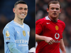 Phil Foden and Wayne Rooney (PA)
