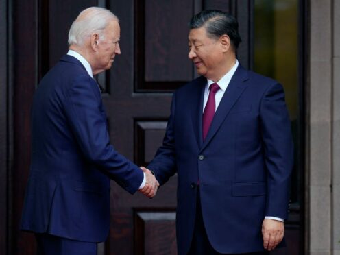 President Joe Biden greets China’s President President Xi Jinping (Doug Mills/The New York Times via AP)