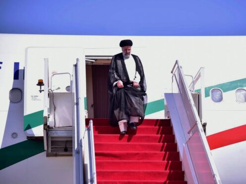 Iranian President Ebrahim Raisi has arrived for a three-day visit (Ministry of Foreign Affairs via AP)