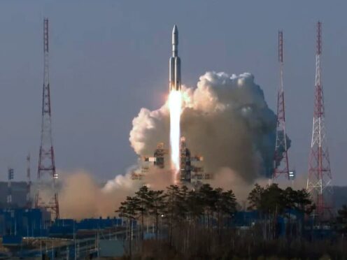 The Angara-A5 rocket lifted off from the Vostochny space launch facility (Roscosmos Space Corporation via AP)