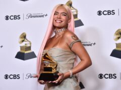 Karol G with the award for best musica urbana album for Manana Sera Bonito during the 66th annual Grammy Awards in February in Los Angeles (Richard Shotwell/Invision/AP)
