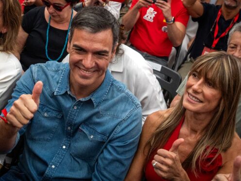 Spain’s Prime Minister Pedro Sanchez has said he will continue in office after a court opened preliminary proceedings against his wife Begona Gomez on corruption charges (AP Photo/Emilio Morenatti)