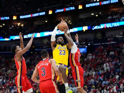 LeBron James goes for a basket (Gerald Herbert/AP)