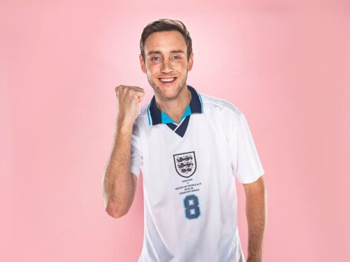 Stuart Broad will be wearing the Three Lions again at Soccer Aid (Soccer Aid handout/PA)