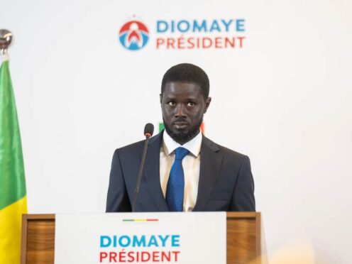 Bassirou Diomaye Faye holds a press conference (Mosa’ab Elshamy/AP)