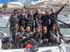 The crew completed the Ocean Globe Race aboard their yacht, Maiden, at 10.52am on Tuesday (Kaia Bint Savage/The Maiden Factor/PA)