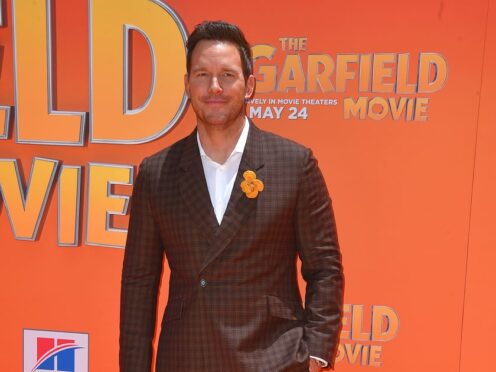 Chris Pratt arrives at the premiere of The Garfield Movie (Photo by Jordan Strauss/Invision/AP)