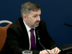 Health Minister at Stormont Robin Swann gives evidence to the Covid-19 Inquiry (Covid-19 Inquiry/PA)