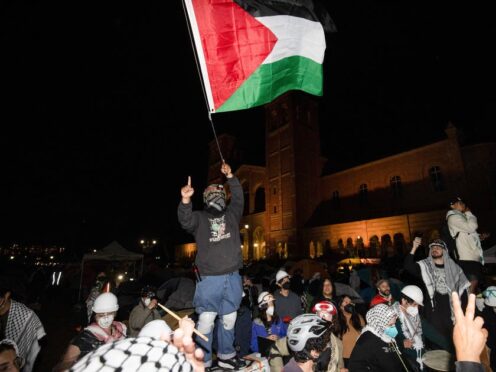 Pro-Palestinian demonstrators gather on the UCLA campus (AP)