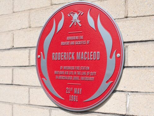 The commemorative plaque for Roderick MacLeod, who died tackling a fire (Ross Cooper/PA)