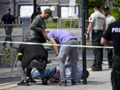 Police arrest a man after Slovak Prime Minister Robert Fico was shot(Radovan Stoklasa/TASR via AP)