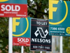 UK property prices fell by 0.4% month-on-month in April, following a 0.2% fall in March, Nationwide Building Society said (Anthony Devlin/PA)