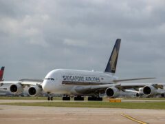 A Singapore Airlines Airbus A380 plane taxis to the southern runway at Heathrow Airport (Steve Parsons/PA)