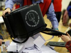 Ballot boxes are opened at in Omagh, Northern Ireland, during the 2019 general election (PA)