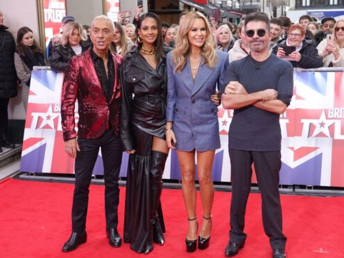 (left to right) Bruno Tonioli, Alesha Dixon, Amanda Holden and Simon Cowell, arrive for Britain’s Got Talent (Ian West/PA)