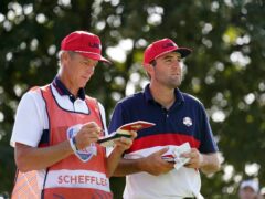 Caddie Ted Scott, left, will attend his daughter’s high school graduation on Saturday rather than work for Scottie Scheffler at the US PGA (Zac Goodwin/PA)