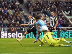 Oscar Bobb’s goal at Newcastle was a significant moment in Manchester City’s campaign (Owen Humphreys/PA)
