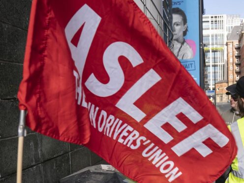 The Aslef union on a picket line near Leeds railway station (Danny Lawson/PA0